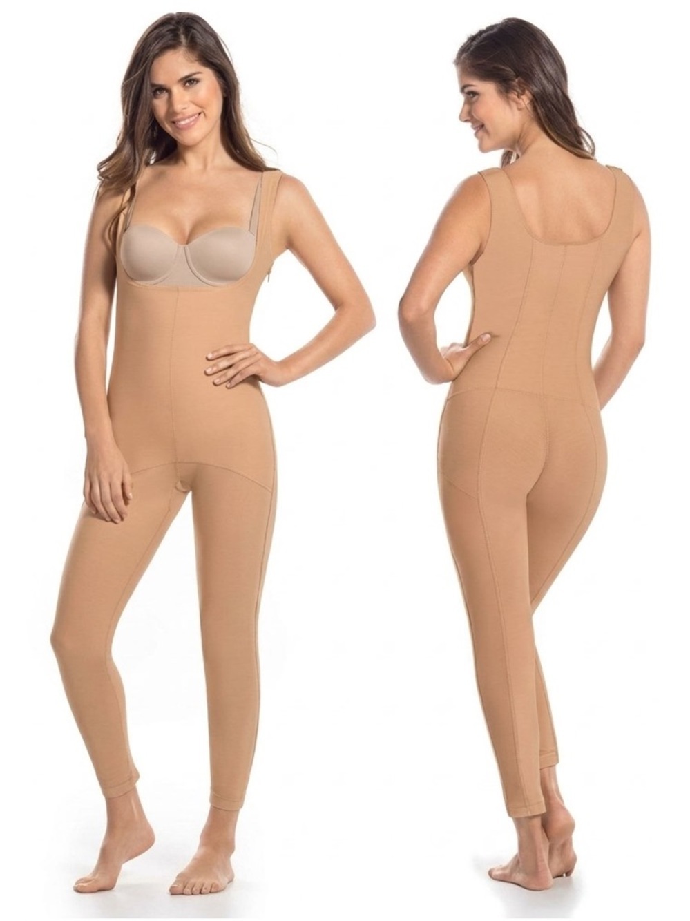 Leonisa New Compression Full Bodysuit Large Post Surgical Shapewear Neutral Tan